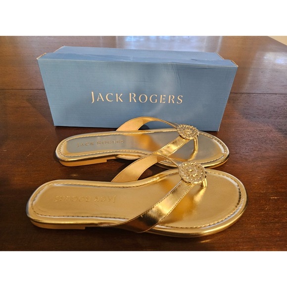 Jack Rogers Rowan Flip Flop Thong Toe Sandal Rondelle Ornament Platinum Size 10M - Picture 6 of 10